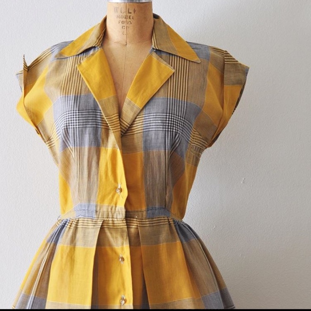 50’s Vintage Mustard Plaid Dress